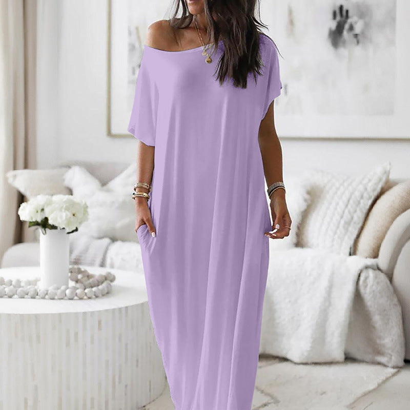 Robe Décontractée Oversize Asymétrique Épaules Dénudées