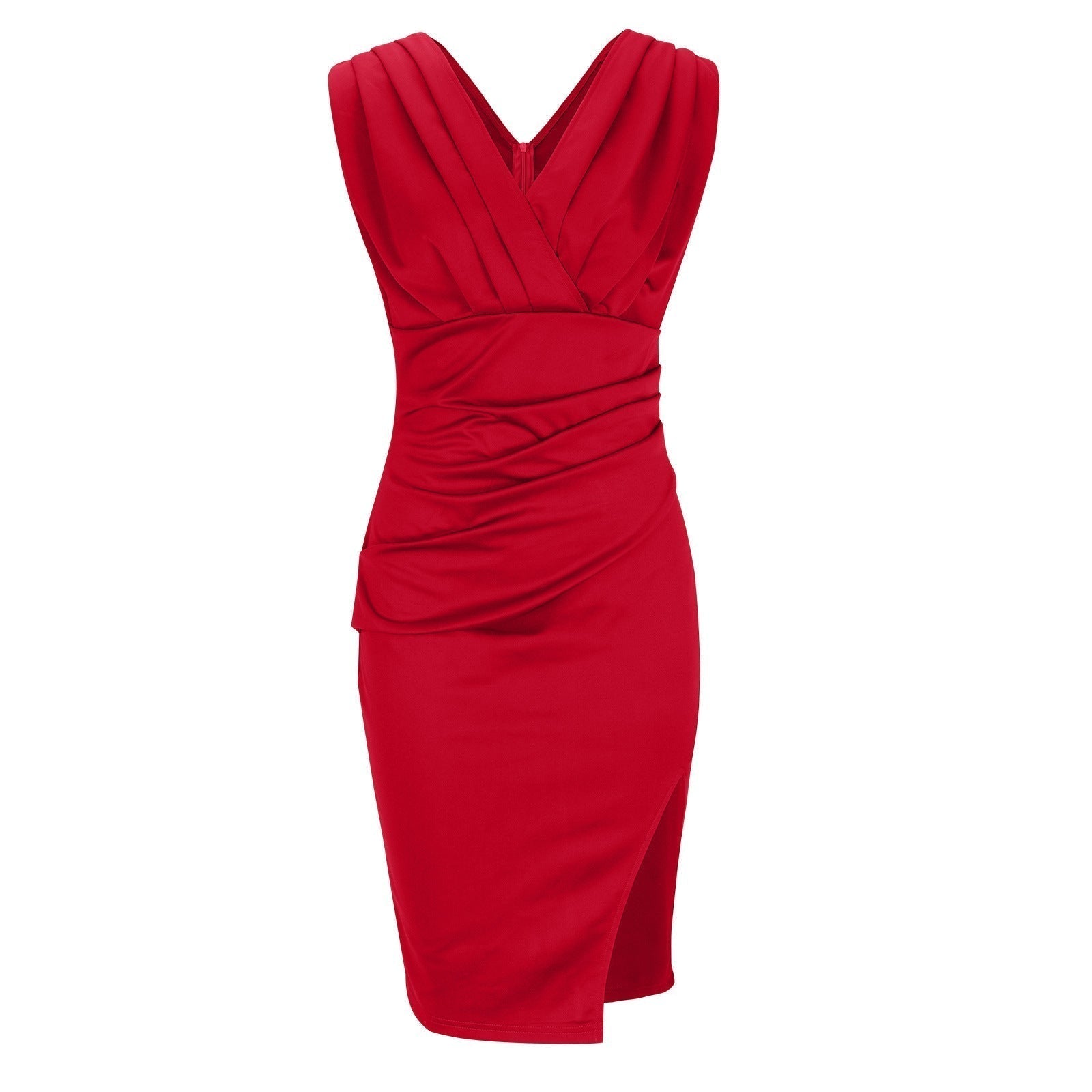 Isa | Robe Midi Ajustée avec Décolleté en V et Fente Frontale