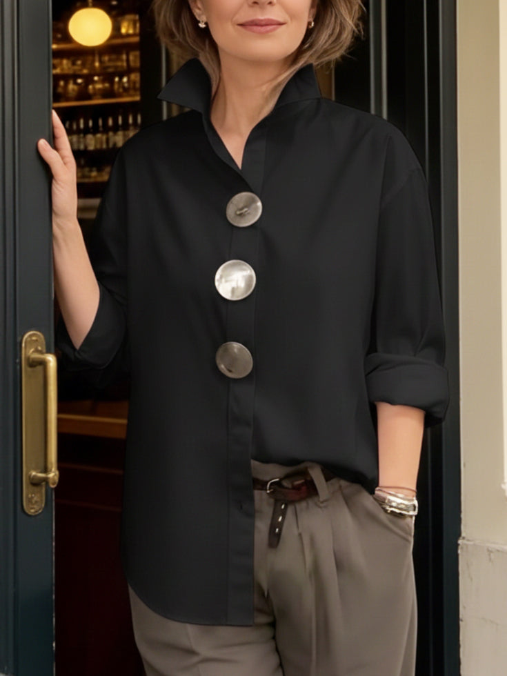 Rosalind | Blouse à col montant et boutons décoratifs
