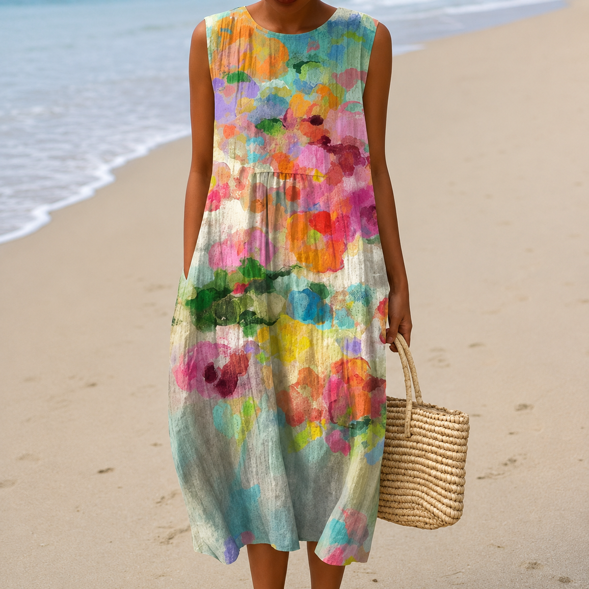 Livia™ | Robe Midi Fleurie Légère à Effet Ventre Plat