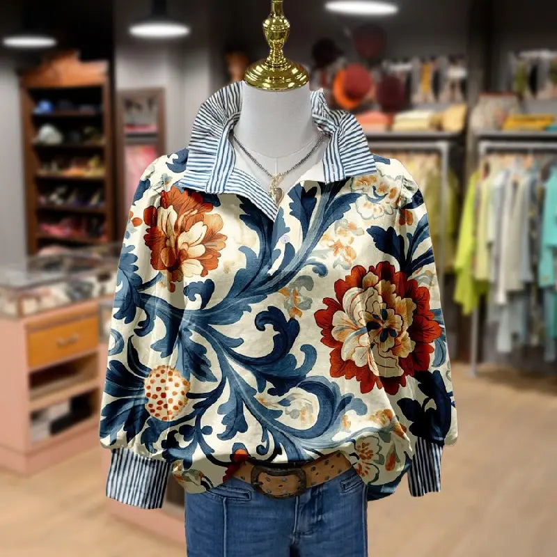 SERENITY™ - Blouse imprimée à fleurs vintage chic