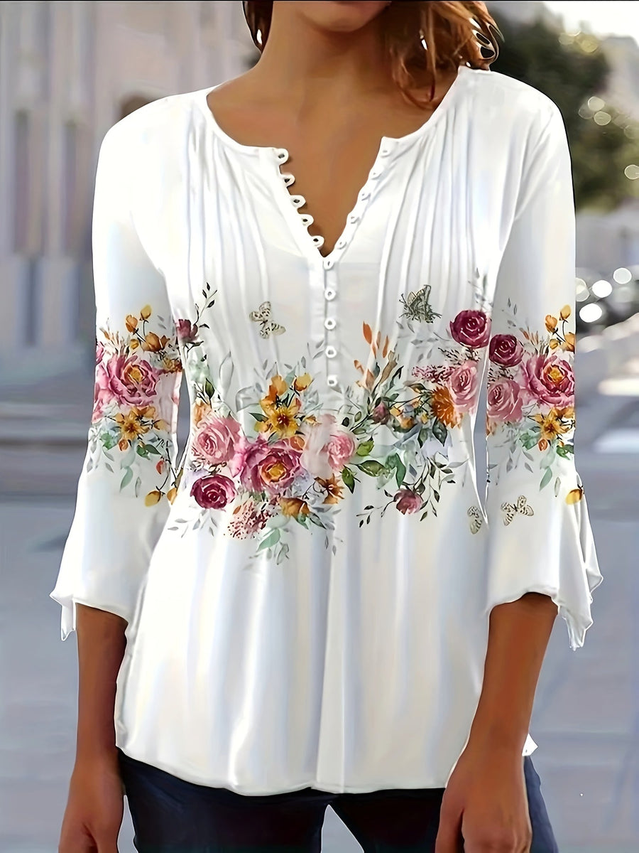 Piper | Blouse à boutons à fleurs vintage