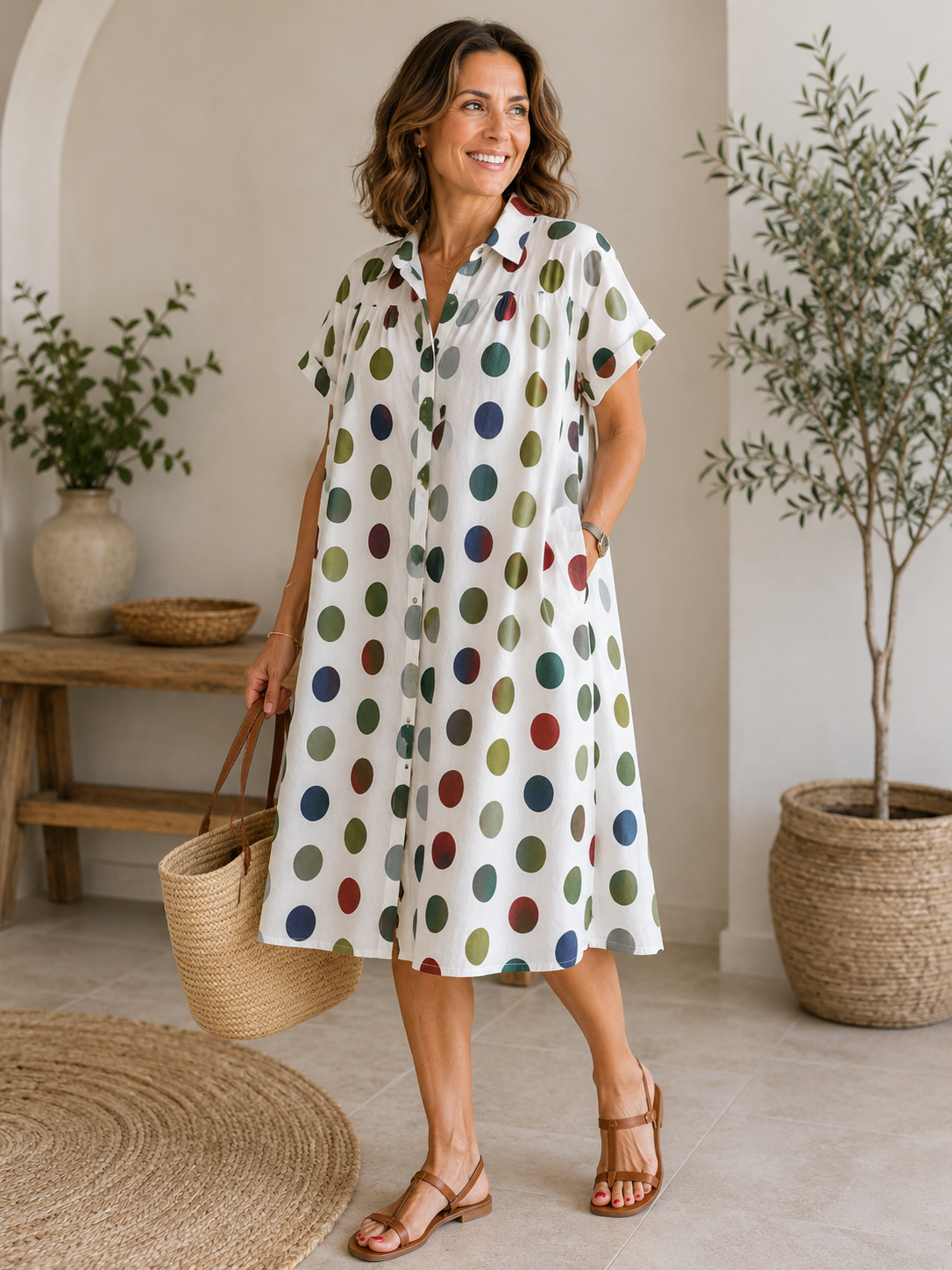Camille | Robe Chemise Imprimée en Lin et Coton
