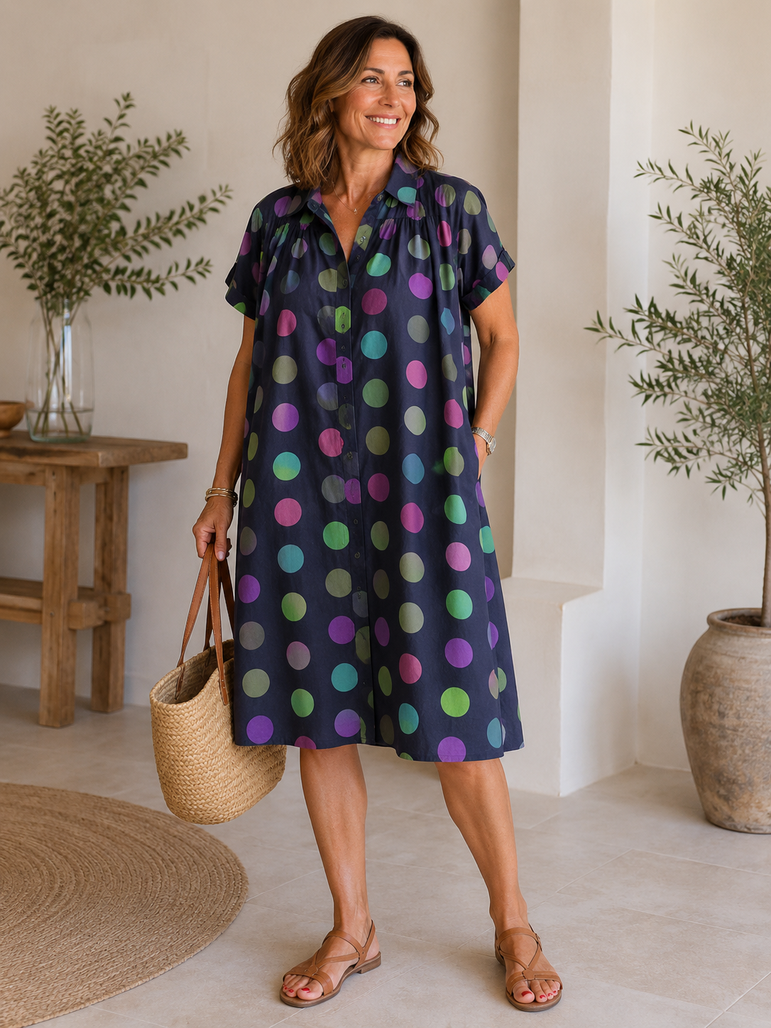 Camille | Robe Chemise Imprimée en Lin et Coton
