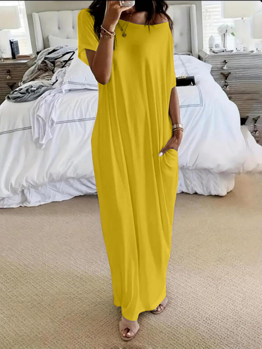 Robe Décontractée Oversize Asymétrique Épaules Dénudées
