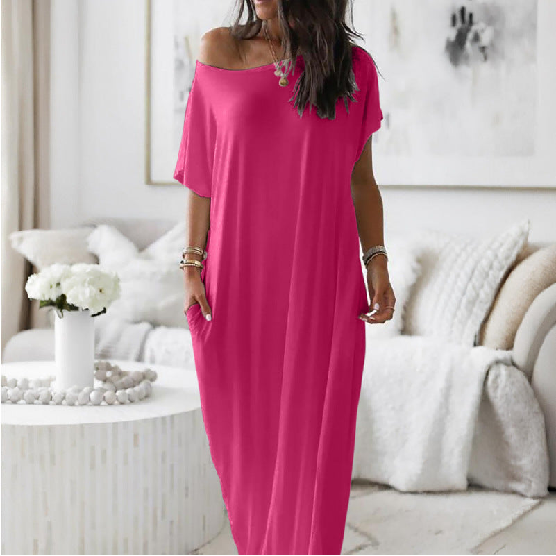 Robe Décontractée Oversize Asymétrique Épaules Dénudées