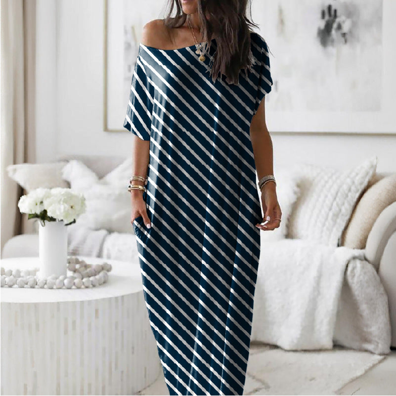 Robe Décontractée Oversize Asymétrique Épaules Dénudées