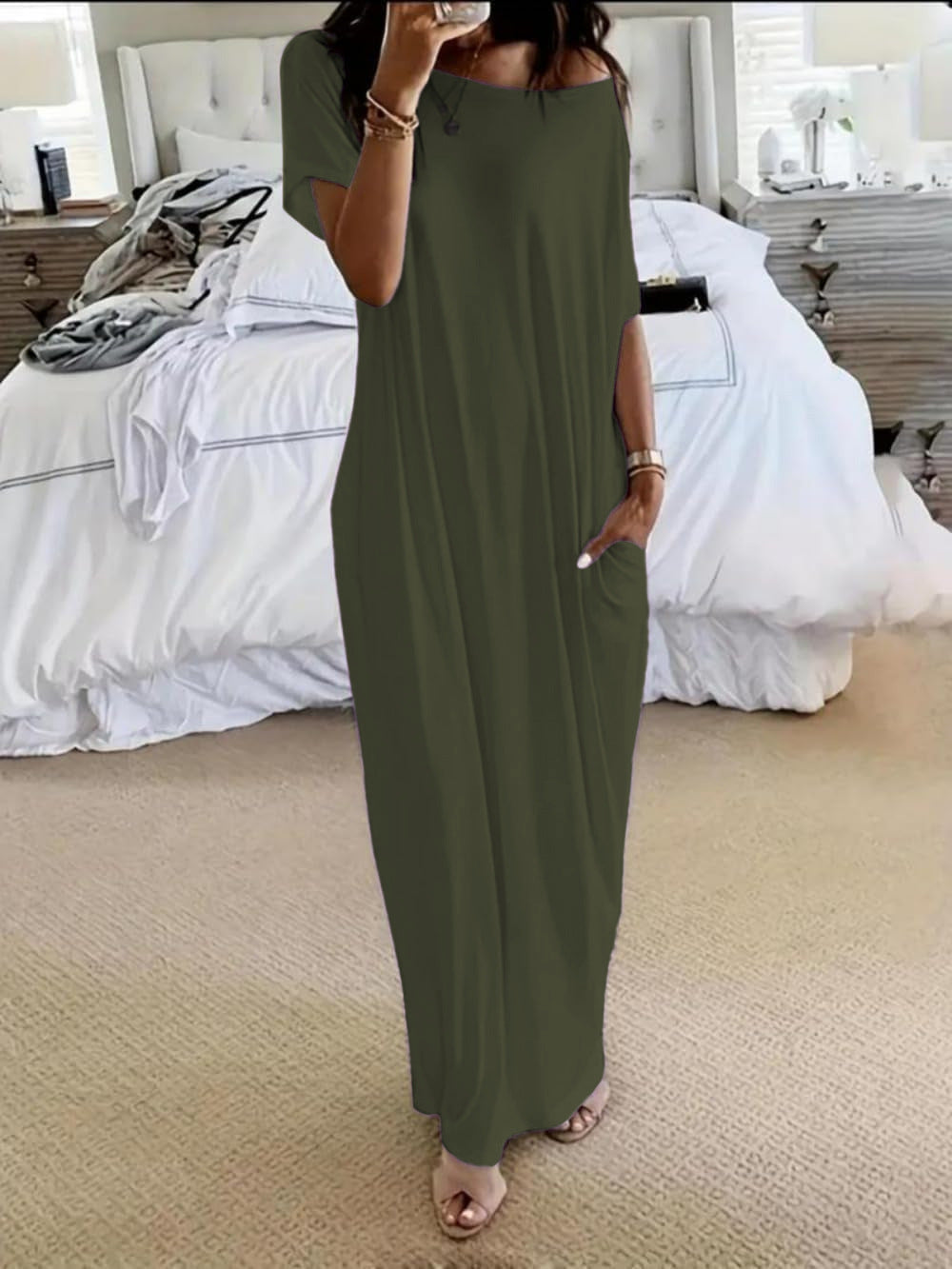 Robe Décontractée Oversize Asymétrique Épaules Dénudées