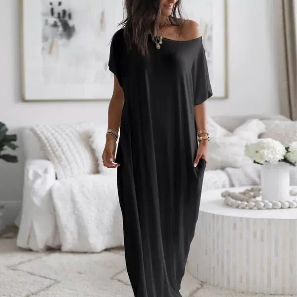 Robe Décontractée Oversize Asymétrique Épaules Dénudées