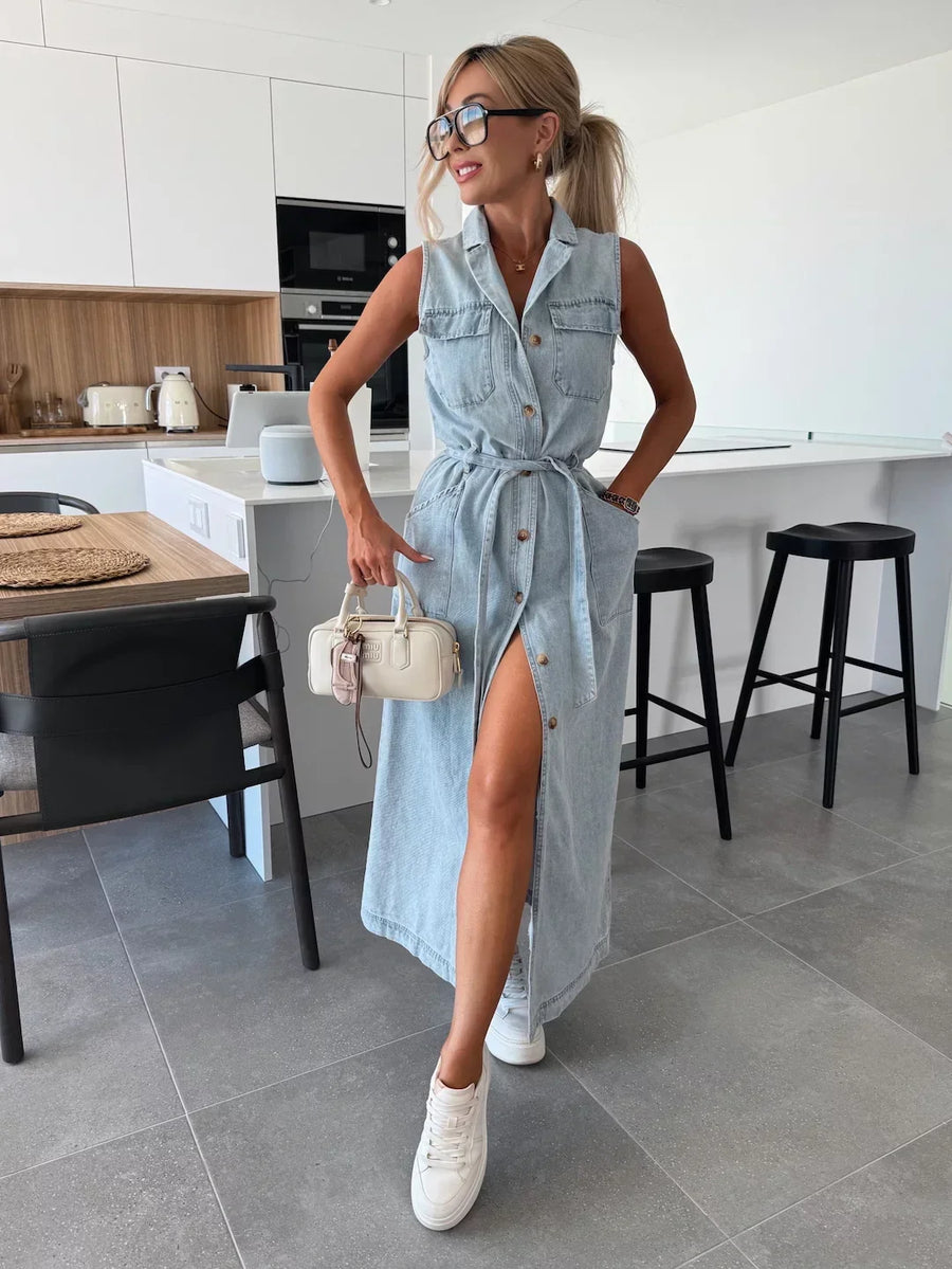 Isabelle | Robe Longue en Denim