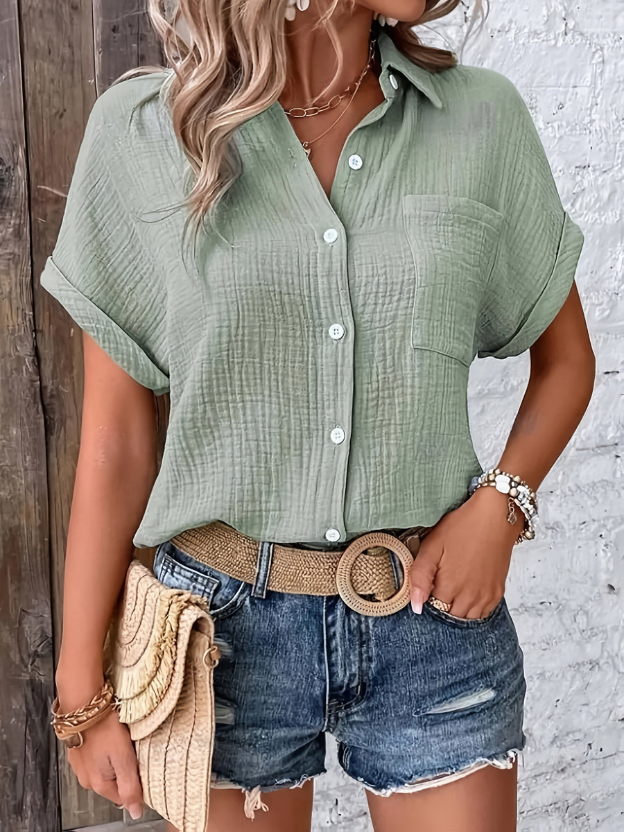 Emery | Blouse d'été texturée à boutons