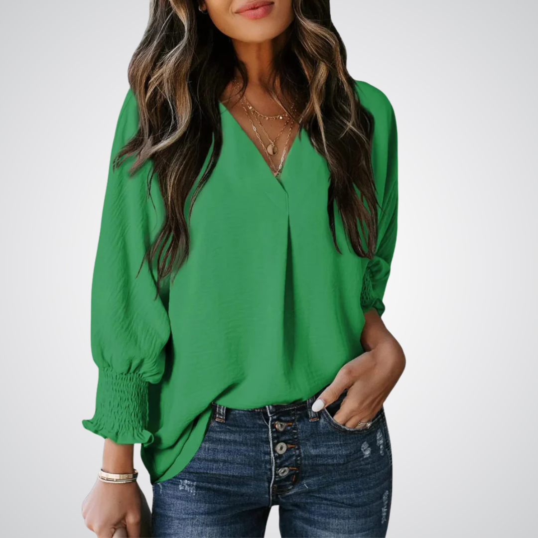 LEILA™ – Blouse tunique à encolure en V classique