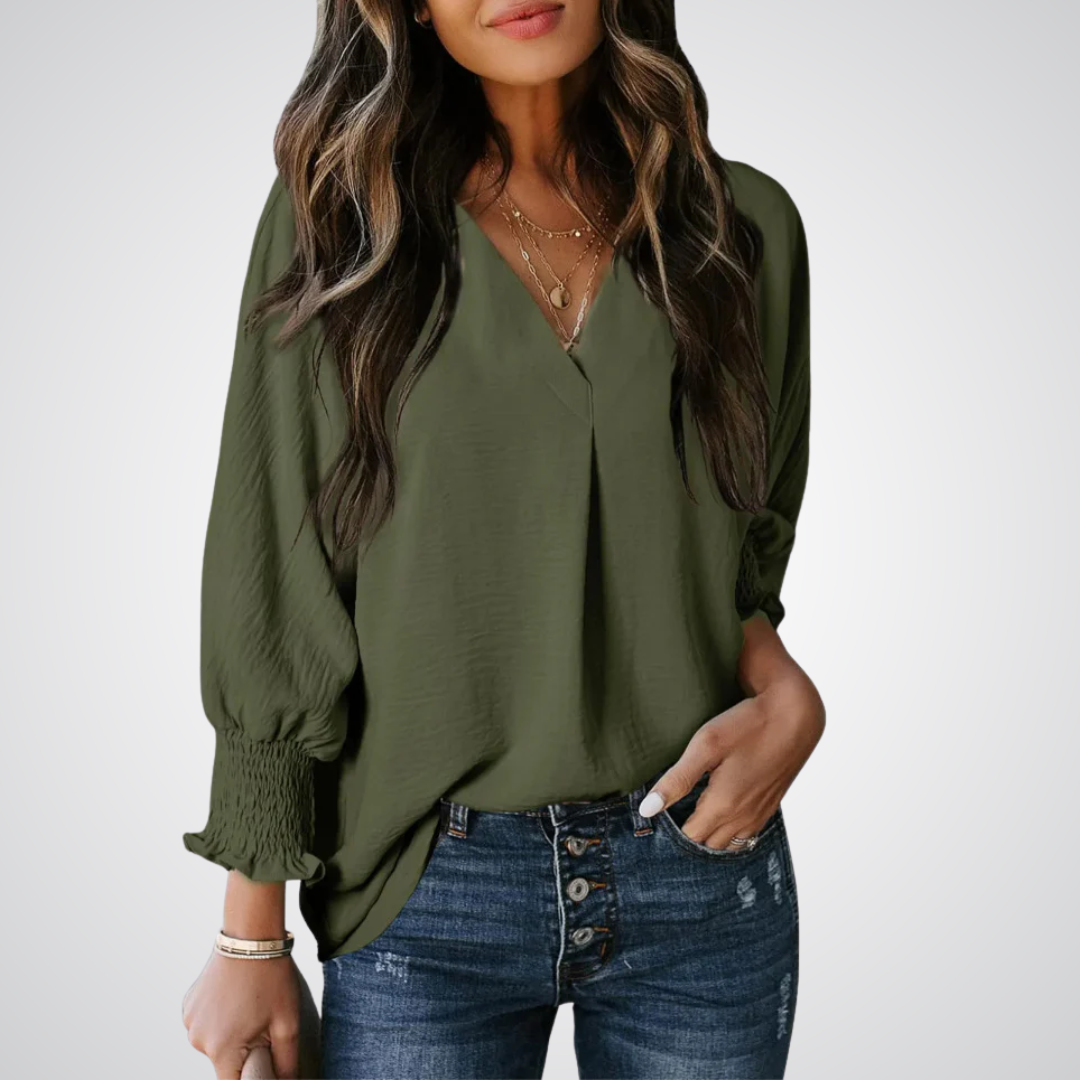 LEILA™ – Blouse tunique à encolure en V classique