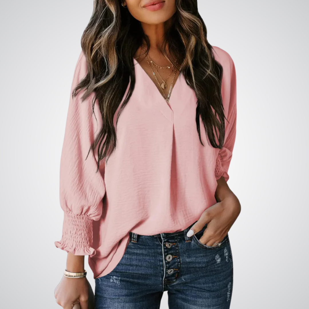 LEILA™ – Blouse tunique à encolure en V classique
