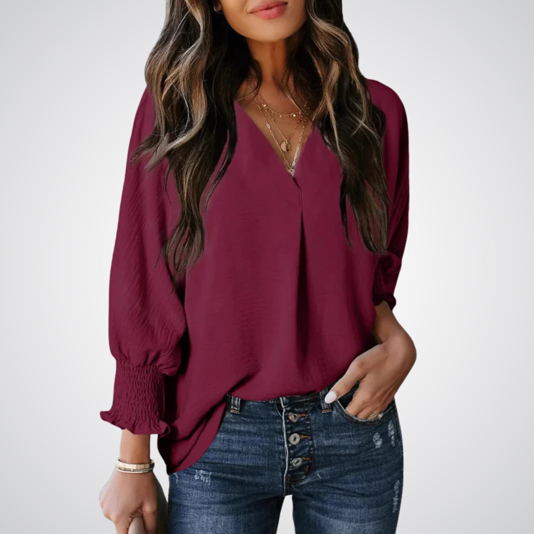 LEILA™ – Blouse tunique à encolure en V classique