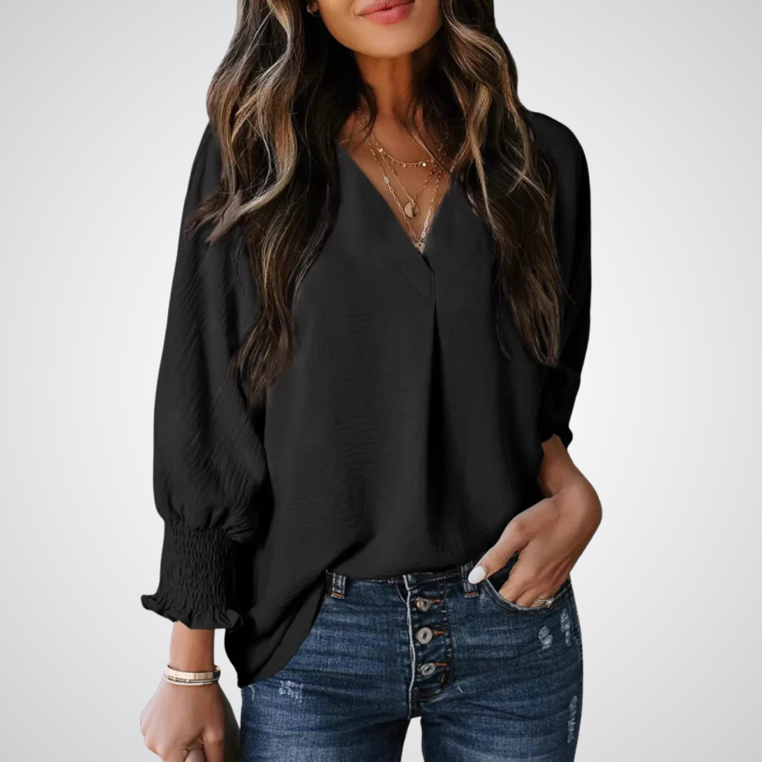 LEILA™ – Blouse tunique à encolure en V classique