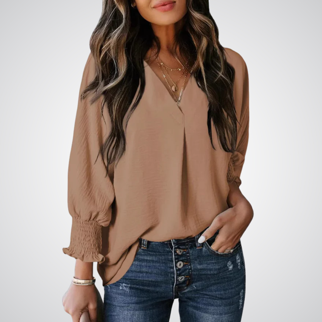 LEILA™ – Blouse tunique à encolure en V classique