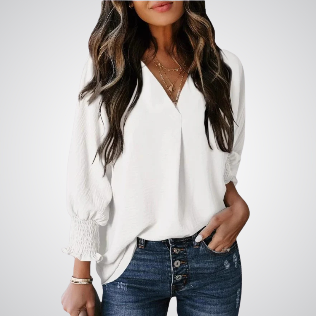 LEILA™ – Blouse tunique à encolure en V classique