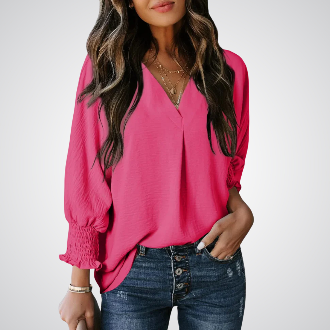 LEILA™ – Blouse tunique à encolure en V classique