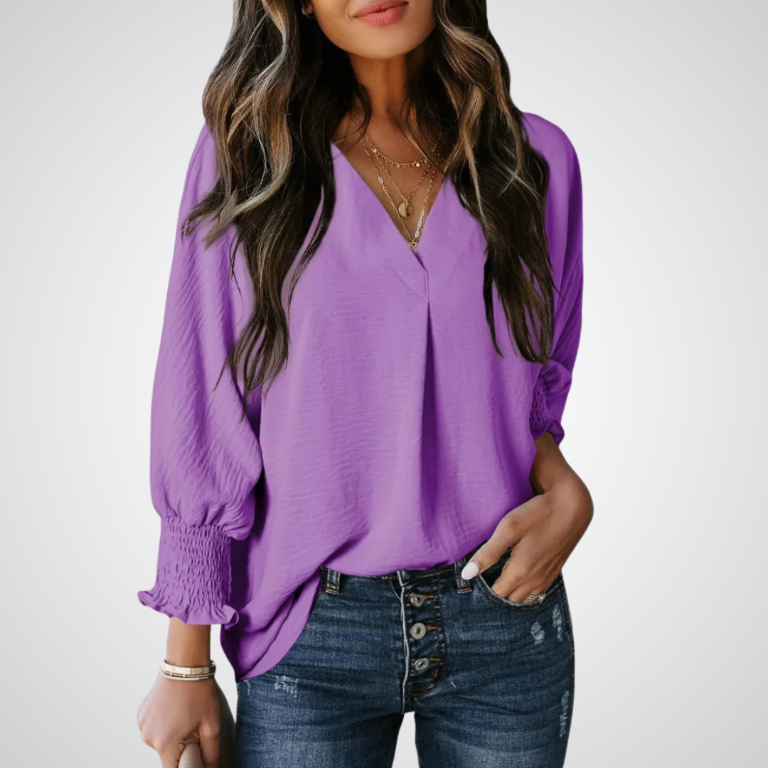 LEILA™ – Blouse tunique à encolure en V classique