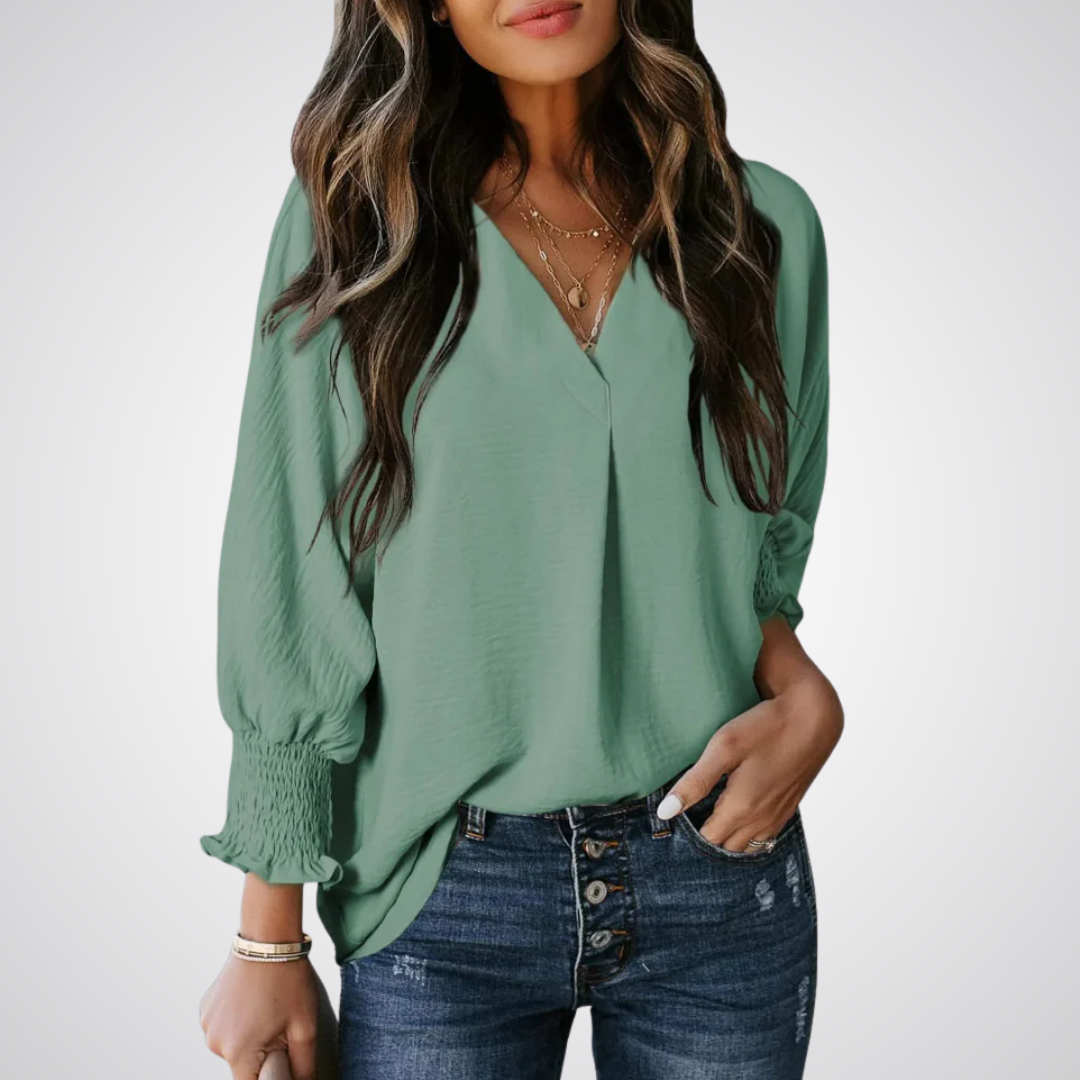 LEILA™ – Blouse tunique à encolure en V classique