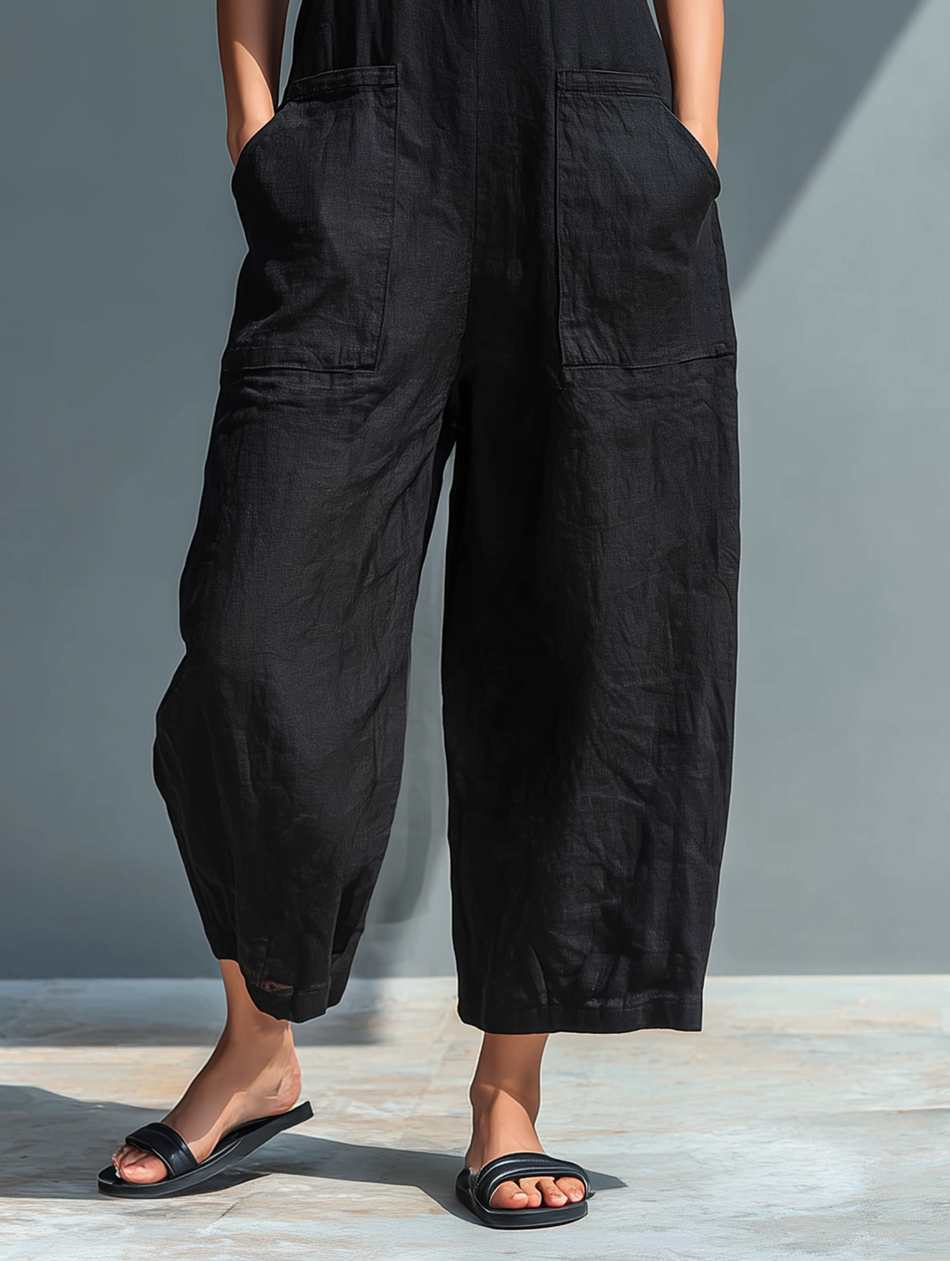 Silvia - Salopette Minimaliste sans Manches en Mélange Lin