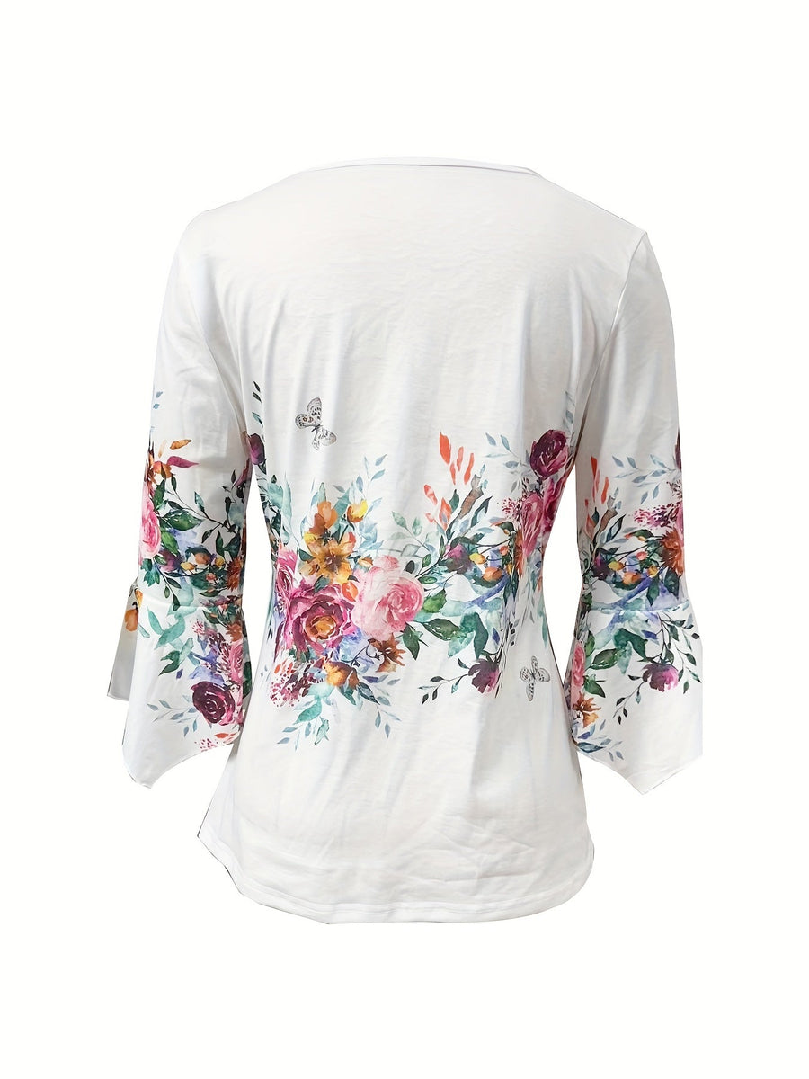 Piper | Blouse à boutons à fleurs vintage