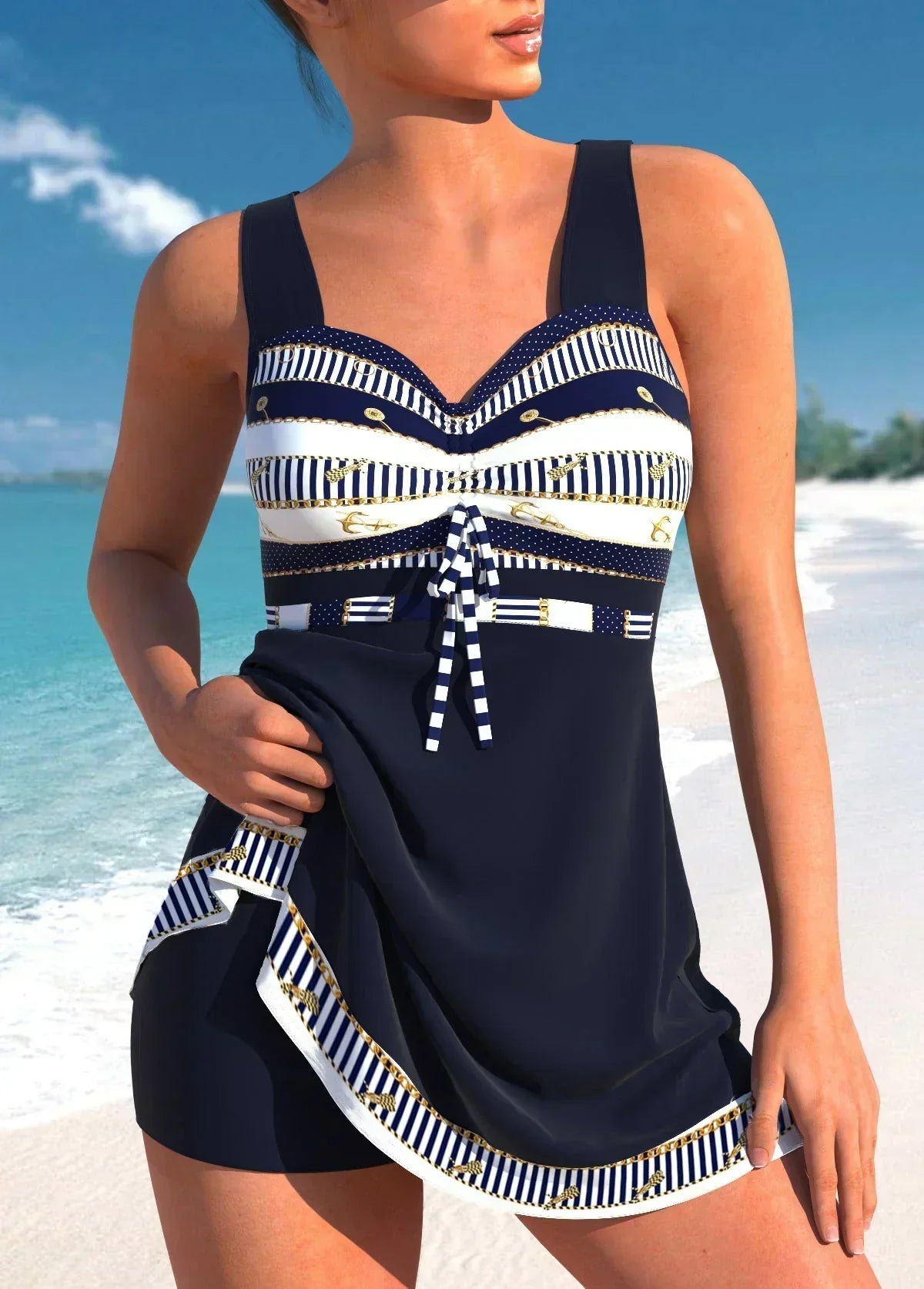 Marbella | Maillot de Bain à Jupe Effet Ventre Plat